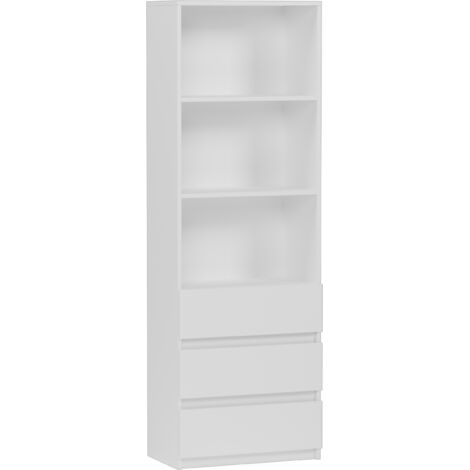 Büro-Bücherregal, Weiß - 180 x 60 x 33 cm - Modern B-3