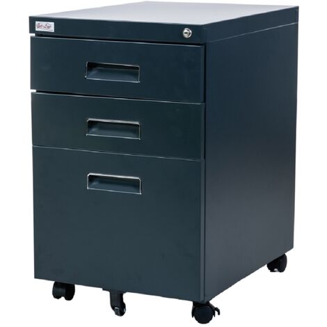 Büro Rollcontainer 3 Schubladen Hängeregistratur abschliessbar PAUL anthrazit Rollschrank