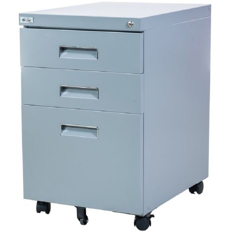 Büro Rollcontainer 3 Schubladen Hängeregistratur abschliessbar PAUL grau Bürocontainer