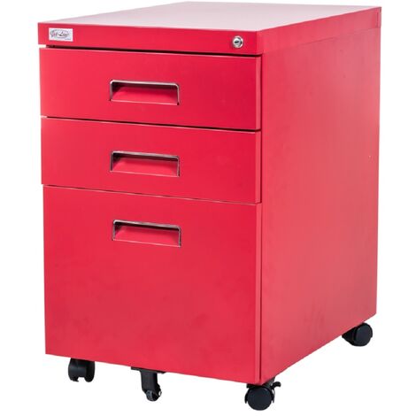 Büro Rollcontainer 3 Schubladen Haengeregistratur abschliessbar PAUL rot Bürocontainer
