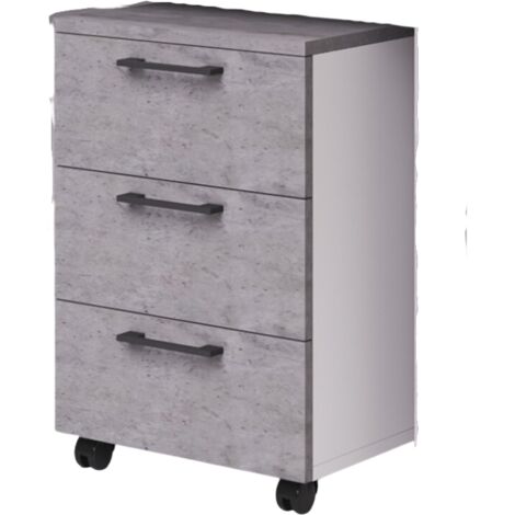 Büro-Rollcontainer mit 3 Schubladen, Betonfarbe, H40x58x55cm