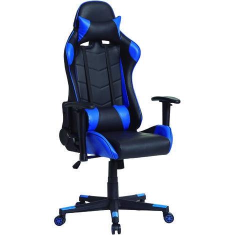 Büro-Sessel LIAM Blau. Höhe 83 Cm. Breite 52cm. Stuhlhöhe 130, Liegehöhe 180