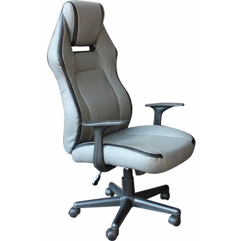 Büro Sessel und ergonomisches Spiel in hellgrauem Leder Misano