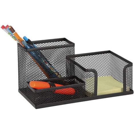 Büro-Stiftehalter, Metall, 3 Fächer, Schwarz