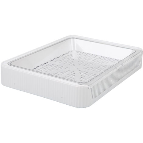 Büro- und Küchenorganizer, Ablageschale mit Abtropffläche für Tassen und Gläser, modulares und stapelbares Design, strapazierfähiger Kunststoff, große Größe, weiß