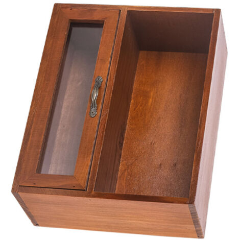 Büroaufbewahrungsbox mit Schublade und offenem Fach, Retro-Schreibtischorganizer aus Holz für Büro oder Schlafzimmer