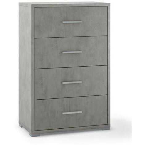 Bürokommode mit vier Schubladen Beton Cemento 51x41x h110 cm