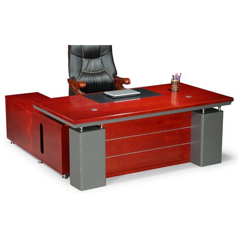 Büromöbel Chef Schreibtisch Managerschreibtisch Büroschreibtisch EDISON rechts Kirsch 2.0x1,0x0,76 m