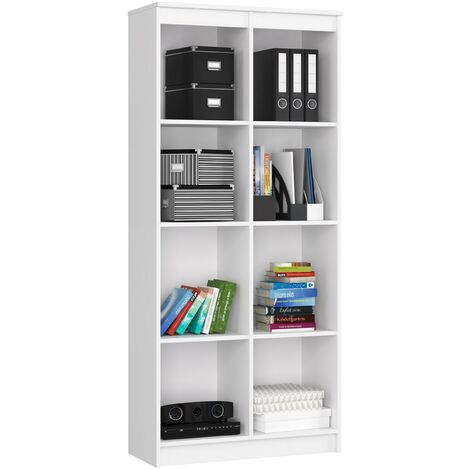 Büroregal AKORD R80 Büro-Bücherregal Weiß 80 cm 8 Ebenen B80 x H180 x T35 cm