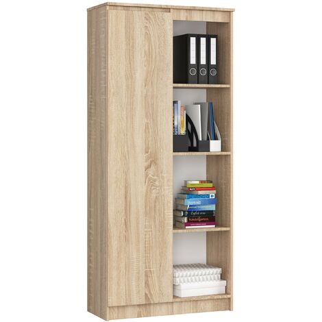 Büroregal AKORD R80 mit verschließbaren Tür Sonoma-Eiche 80 cm Tür 8 Ebenen B80 x H180 x T35 cm