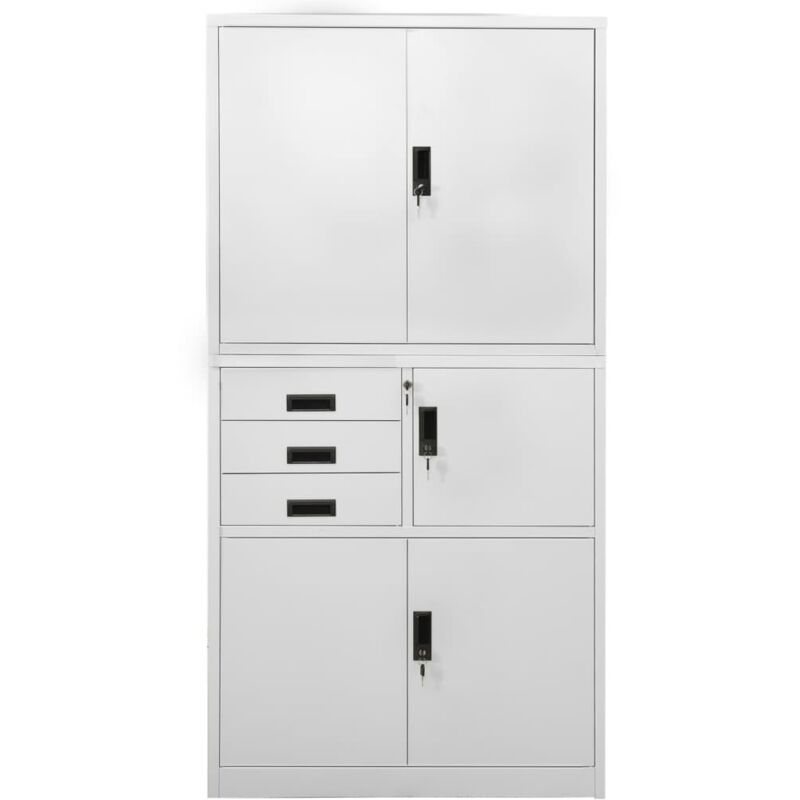 Büroschrank Hellgrau 90x40x180 Cm Stahl Vidaxl