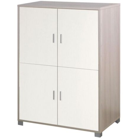 Büroschrank aus weißer Ulme mit vier Türen und Regalen 107 x 41 x H162 cm