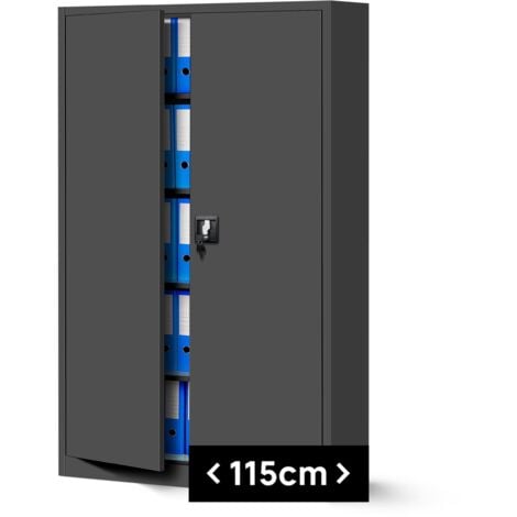 Büroschrank C001II Aktenschrank XXL Metallschrank Flügeltüren Stahlblech Pulverbeschichtung 185 cm x 115 cm x 40 cm (anthrazit/anthrazit)