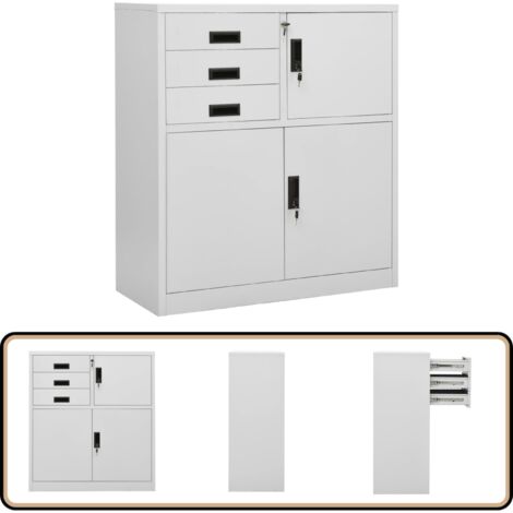 Büroschrank Hellgrau 90x40x102 cm Stahl - Büroschrank - Aktenschrank - Schreibtischschrank - Stauraum - Metallschrank