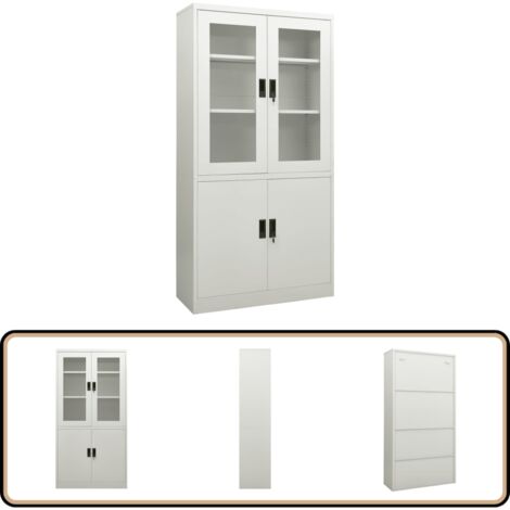 Büroschrank Hellgrau 90x40x180 cm Stahl - Aktenschrank - Büroorganisation - Stauraum - Schreibtischschrank - Metallregal