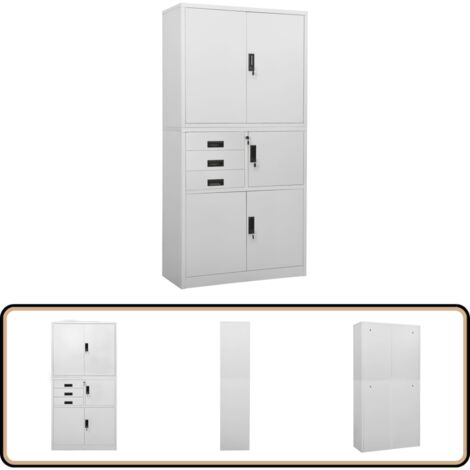Büroschrank Hellgrau 90x40x180 cm Stahl - Büroschrank - Aktenschrank - Stahlterschrank - Schreibtischschrank - Büroorganisation