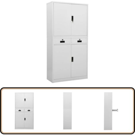 Büroschrank Hellgrau 90x40x180 cm Stahl - Büroschrank - Aktenschrank - Stahlterschrank - Schreibtischschrank - Büroorganisation