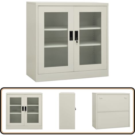 Büroschrank Hellgrau 90x40x90 cm Stahl - Aktenschrank - Bürobedarf - Stauraum - Schreibtischschrank - Metallregal