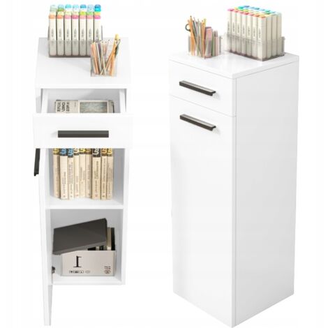Büroschrank mit Schublade, Regalböden, Säule, Standschrank, weiß, Loft, 85 cm