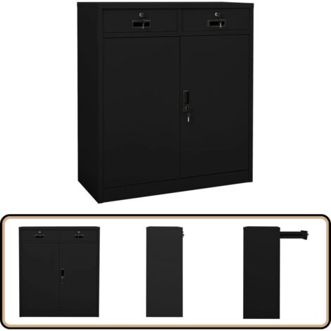 Büroschrank Schwarz 90x40x102 cm Stahl - Büroschrank - Aktenschrank - Stahlterschrank - Schreibtischschrank - Büroorganisation