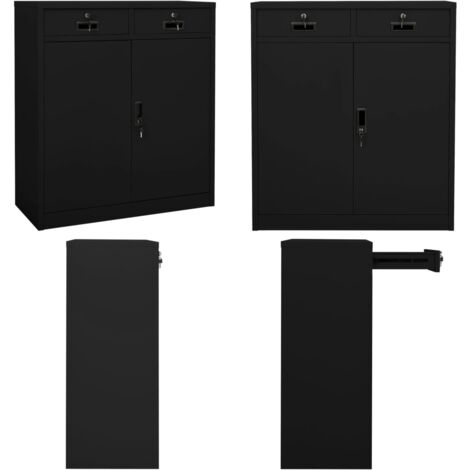 Büroschrank Schwarz 90x40x102 cm Stahl - Büroschrank - Aktenschrank - Stahlterschrank - Schreibtischschrank - Büroorganisation - Home & Living