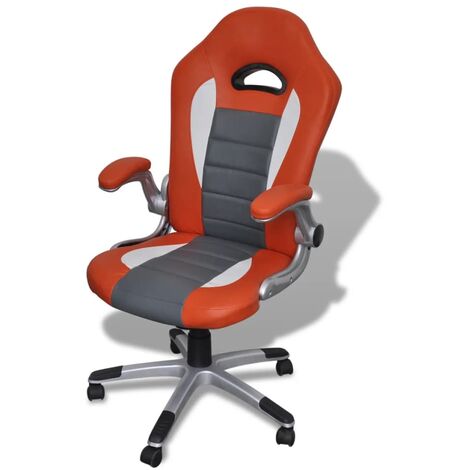 Bürostuhl Schreibtischstuhl Gaming Stuhl Drehstuhl Racing Sportsitz Chefsessel Bürosessel Computerstuhl Kunstleder Orange/Rot