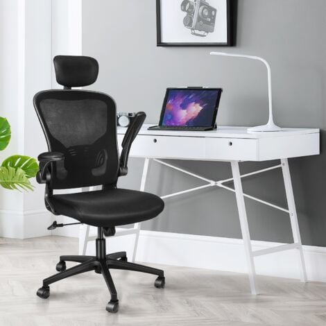 Bürostuhl ergonomisch mit Kopfstütze - Stoff & Nylon - Grau - BANKANO kaufen