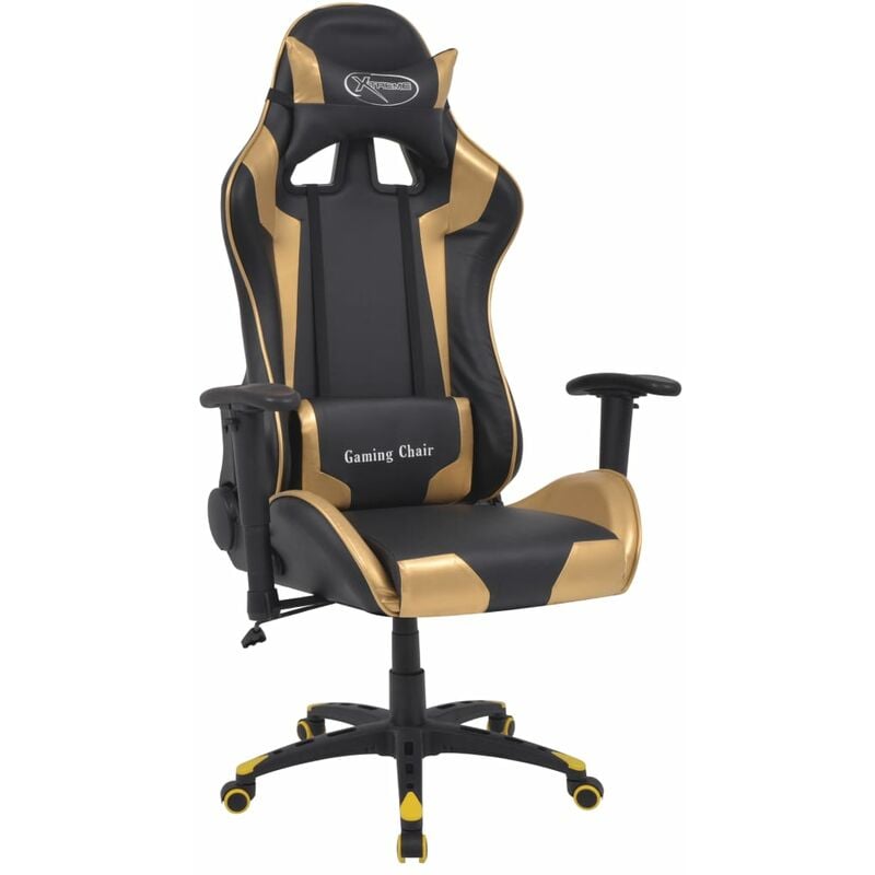 Bürostuhl Gaming Stuhl Neigbar Kunstleder Gold Bürostuhl Gaming Stuhl Neigbar Kunstleder Gold