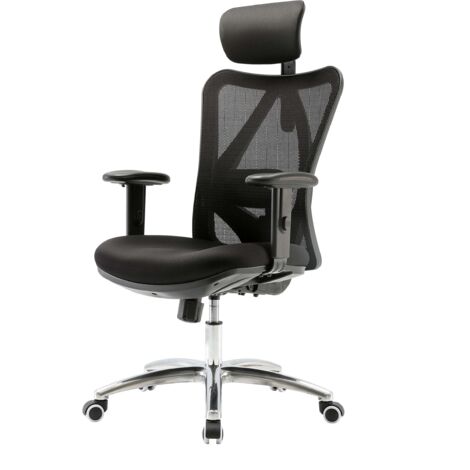 Bürostuhl HHG-848, Schreibtischstuhl, ergonomisch, verstellbare Lordosenstütze 150kg belastbar ohne Fußstütze, schwarz