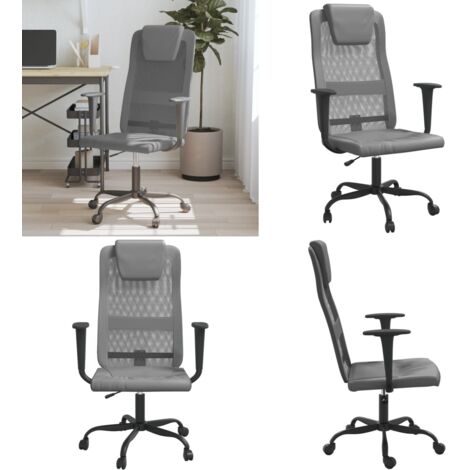 Bürostuhl Höhenverstellbar Grau Netzstoff und Kunstleder - Sitzhöhe - Armlehnen