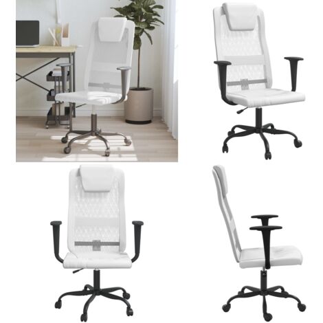 Bürostuhl Höhenverstellbar Weiß Netzstoff und Kunstleder - Sitzhöhe - Armlehnen