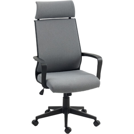 Bürostuhl mit weicher Rückenlehne, Räder, Armlehnen, höhenverstellbarer Schreibtischstuhl, Kunstwolle, Grau