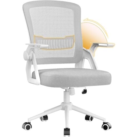 Bürostuhl - Naspaluro schreibtischstuhl - ergonomischer bürostuhl - drehstuhl chefssesel mit Hochklappbare Armlehnen, netzbespannung, Lordosenstütze, Höhenverstellbarer, Wippfunktion - Grau