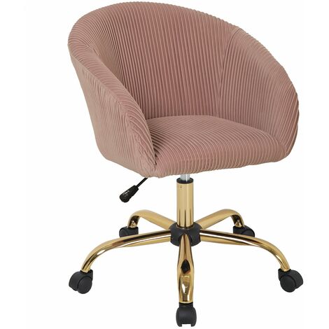 Bürostuhl "Parigi Gold" aus Samt mit Rollen für einen stilvollen und modernen Schreibtisch -Rosa
