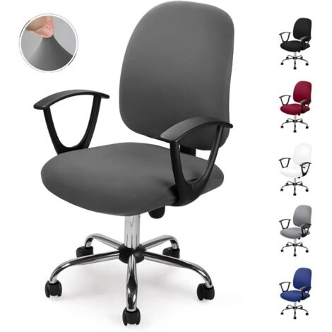 Bürostuhlbezug (Grau, 2 Stück), Abnehmbarer Stuhlbezug, Universeller Moderner Minimalistischer Stil, Drehbarer Bürostuhlbezug, Drehstuhl-Sessel - Kein Stuhl