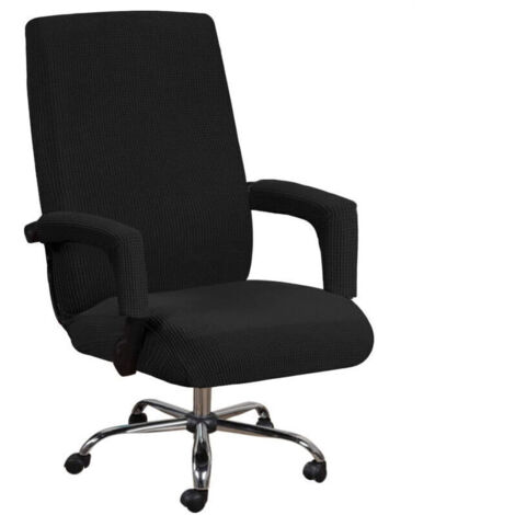 Bürostuhlbezug mit Armlehnen aus rutschfestem Lycra-Jacquard, weich und dehnbar, maschinenwaschbar, Polyester, (Größe L, Schwarz)