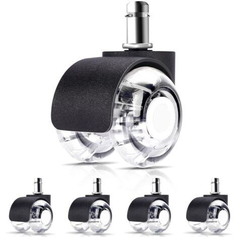 Bürostuhlrollen 11 x 22 mm - Für alle Böden geeignet - 360° leises Rollen, abriebfest auf Hartböden und Teppichen - Universal-Lenkrollen