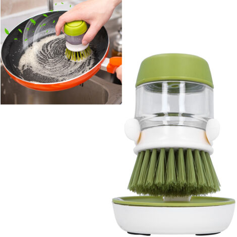[Bürste] + [X500] + [Silikon] Mehrzweck-Spülbürste mit automatischer Flüssigkeitszufuhr, lebensmittelechtes ABS, 200 g, inklusive ergonomischem Halter
