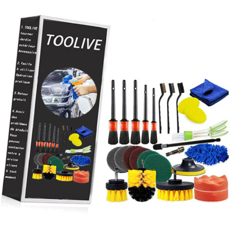 DECKON 26-teilige Bohrer-Reinigungsbürste, Auto-Innenreinigungsset, Felgenbürste, für Badezimmer, Böden, Wannen, Autooberflächen