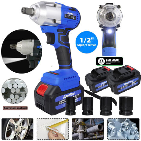 Bürstenloser Schlagschrauber 21V 1/2'' 2X 6.0AH Akkus + LADEGERÄT + NÜSSE + KOFFER