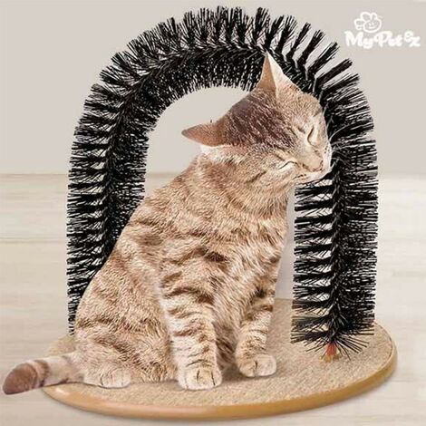 Bürstenmassagegerät für Katzen, Bogen für Katzen mit Kratzbaumbasis