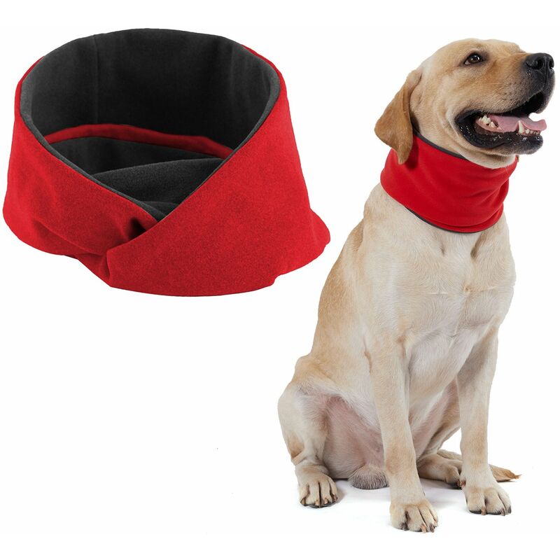 

Bufanda para perro Reversible Warm Circle Loop Bufanda Pet Cuello Calentador Polaina para invierno,Rojo, XL