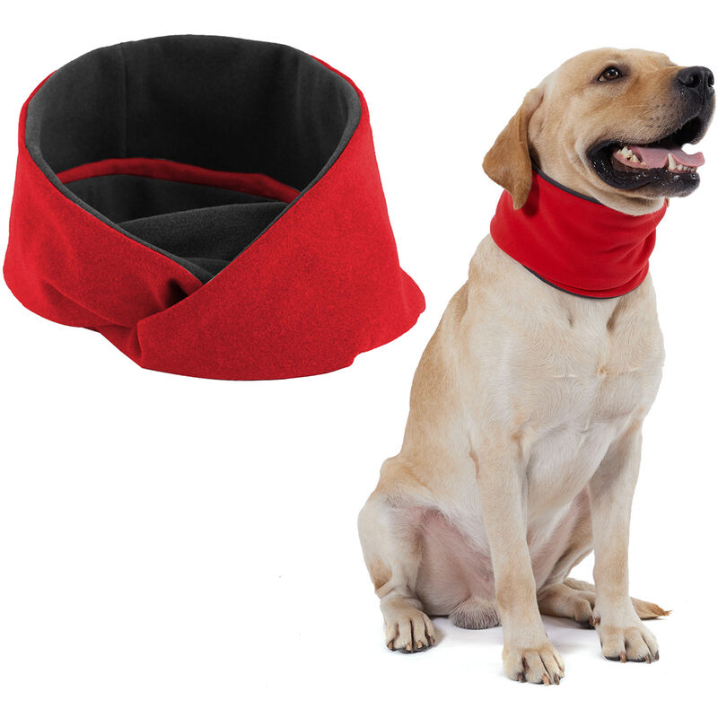 

Bufanda para perro Reversible Warm Circle Loop Bufanda Pet Cuello Calentador Polaina para invierno,Rojo, L