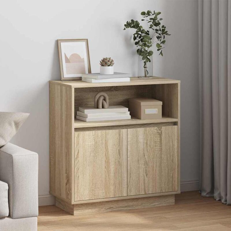 Sideboard Mit Led Sonoma Eiche 71 X 34, 5 X 75 Cm Holzwerkstoff Vidaxl
