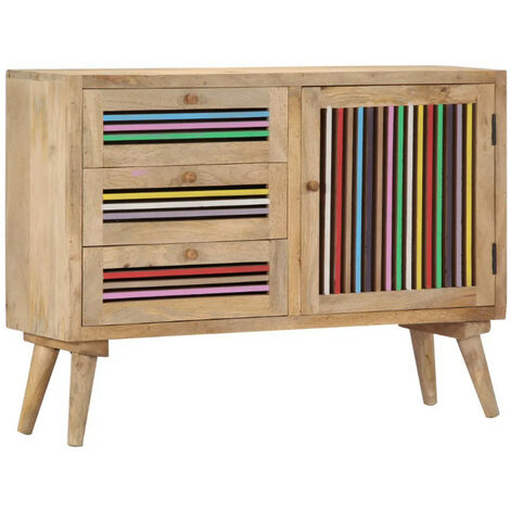 Buffet 1 porte 3 tiroirs manguier massif clair Trees