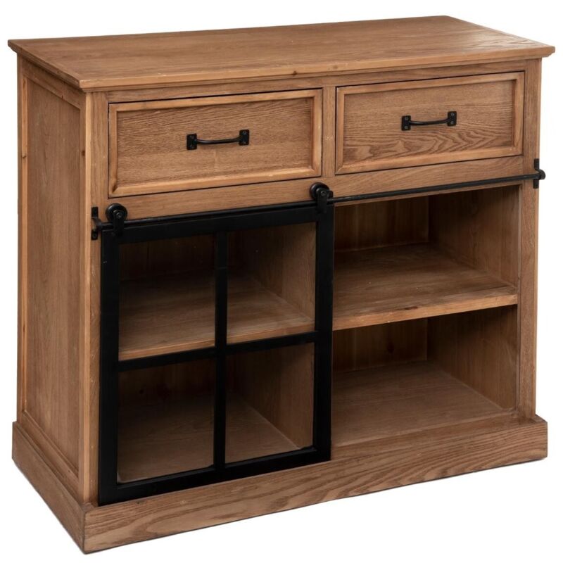 Buffet 1 porte 2 tiroirs Danik Marron Atmosphera