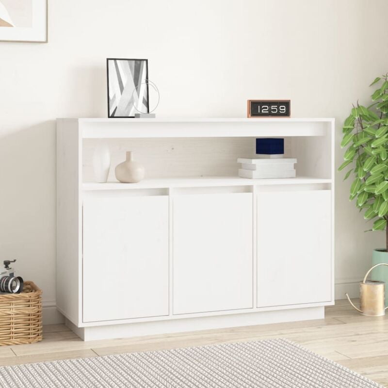 Vidaxl - Buffet Blanc 104,5x34x80 cm Bois massif de pin