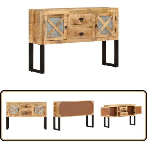 Buffet 110x30x74 cm Bois de manguier brut - Buffet Industriel - Meuble Rangement - Bois De Manguier - Mobilier Salon - Décoration Intérieur