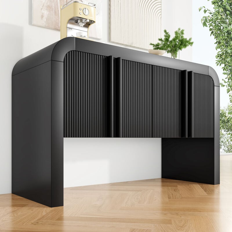 Buffet 120 x 39.8 x 75 cm, avec portes magnétiques et dispositif anti-basculement, meuble de rangement de salon, 4 portes, mdf, noir