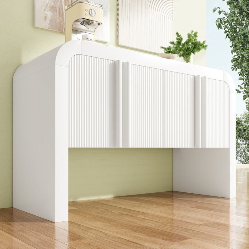 Buffet 120 x 39.8 x 75 cm, avec portes magnétiques et dispositif anti-basculement, meuble de rangement de salon, 4 portes, mdf, blanc